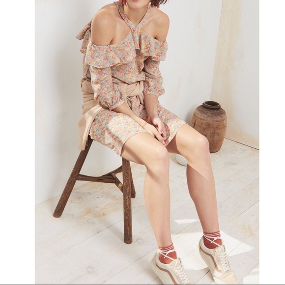 Madewell Silk Forsythia Cold-Shoulder Dress 10 🆕 - Picture 2 of 8